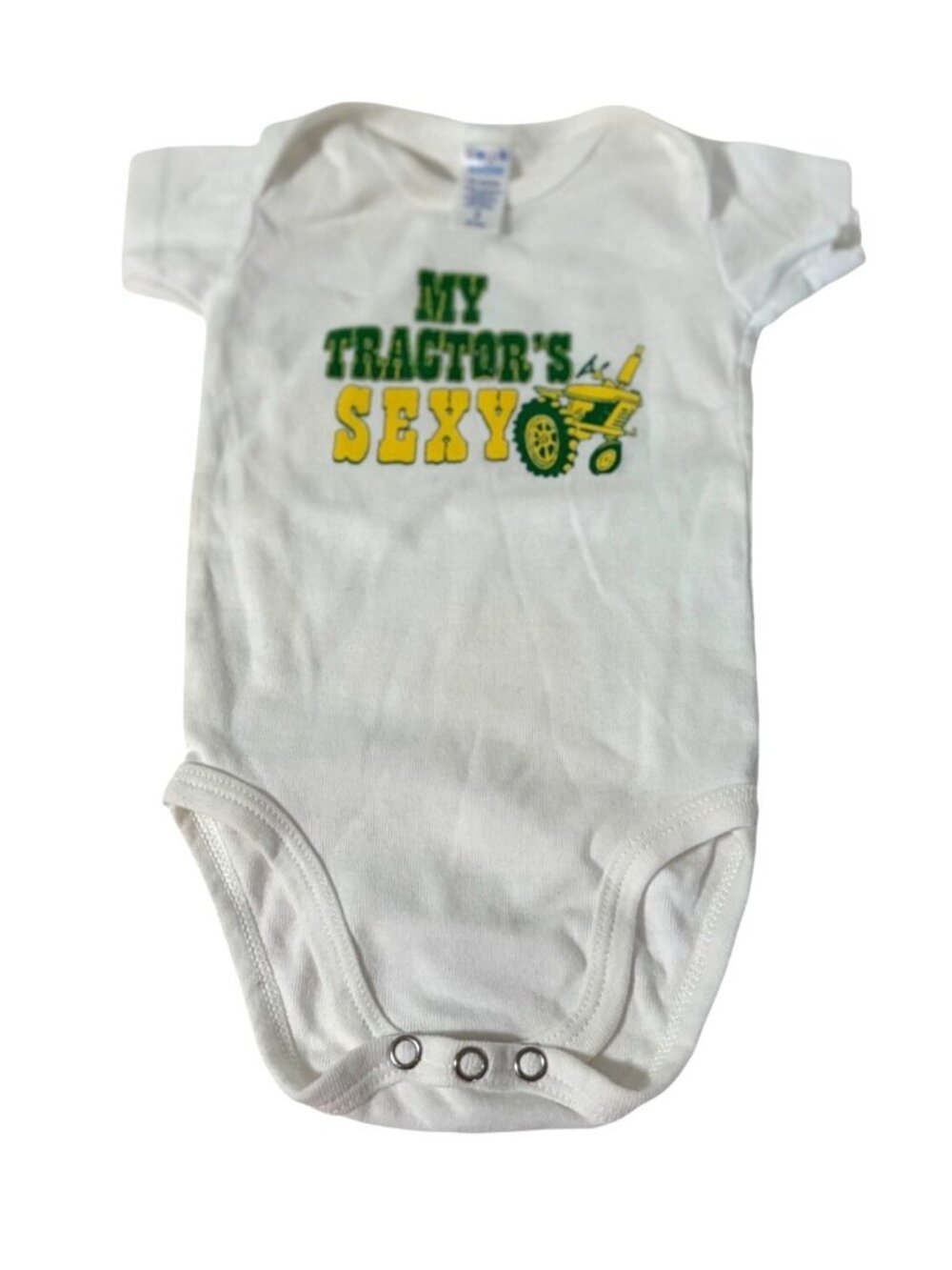 Crib Notes Ross Infant Baby Size 0 3 Months White 1 piece Bodysuit My Tractors S